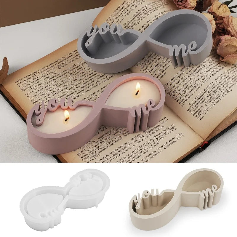 DIY You Me Couple Candle Cup Mirror Silicone Molds Gypsum Aromatherapy Container Jewelry Storage Can Resin Mold Home Handicrafts