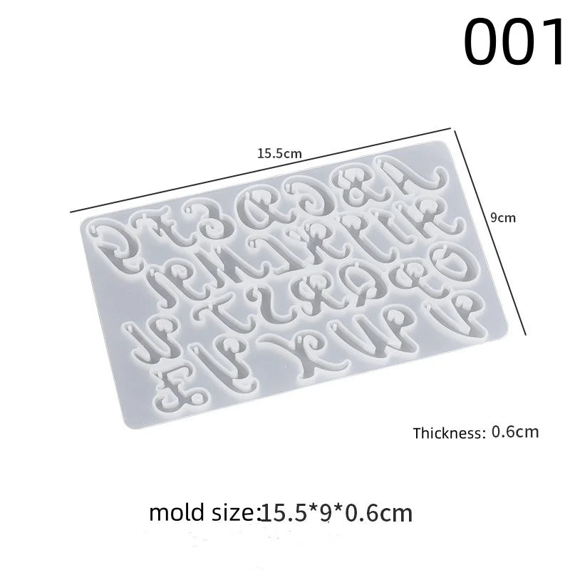 26 English Letter Keychain Silicone Mold DIY Earrings Pendant Decoration Jewelry Accessories Food Ice Baking Epoxy Resin Molds