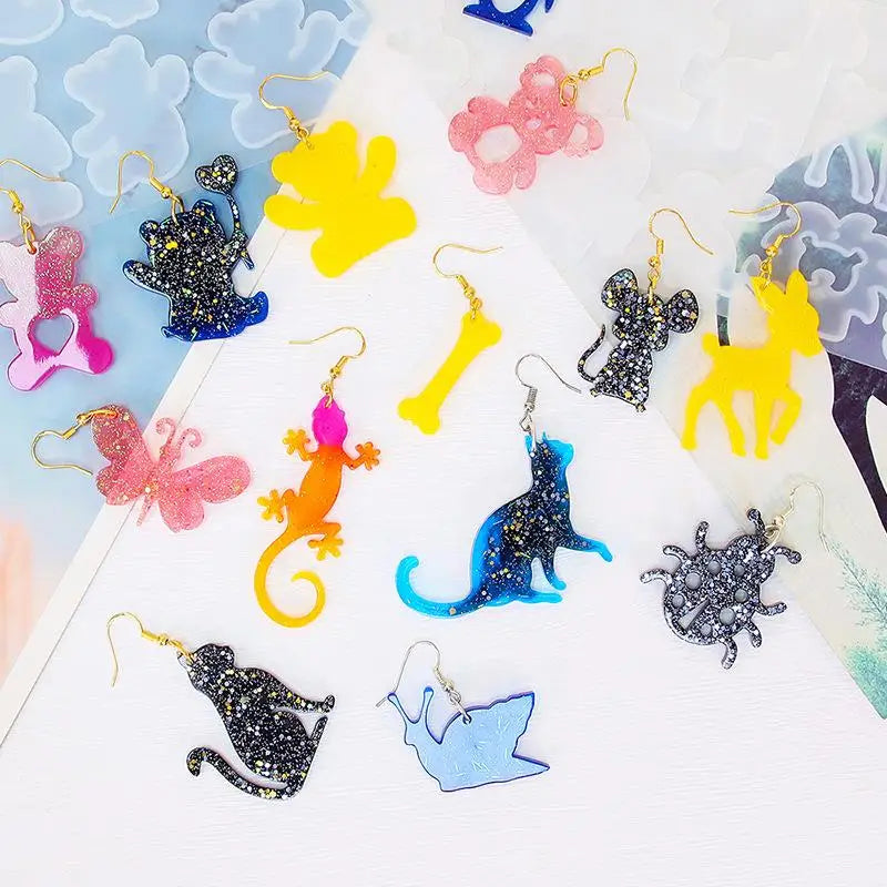 DIY Earrings Silicone Mold Animal Cat Dog Spider Shape Crystal Epoxy Resin Pendant Mould For Keychain Jewelry Making Supplies