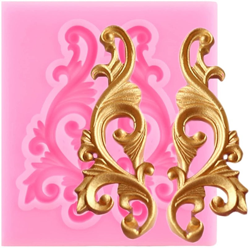 Baroque Fondant Mold Lace Scroll Embossed key Silicone Mold for Cake Border Decoration Jewelry Polymer Clay Candy Chocolate