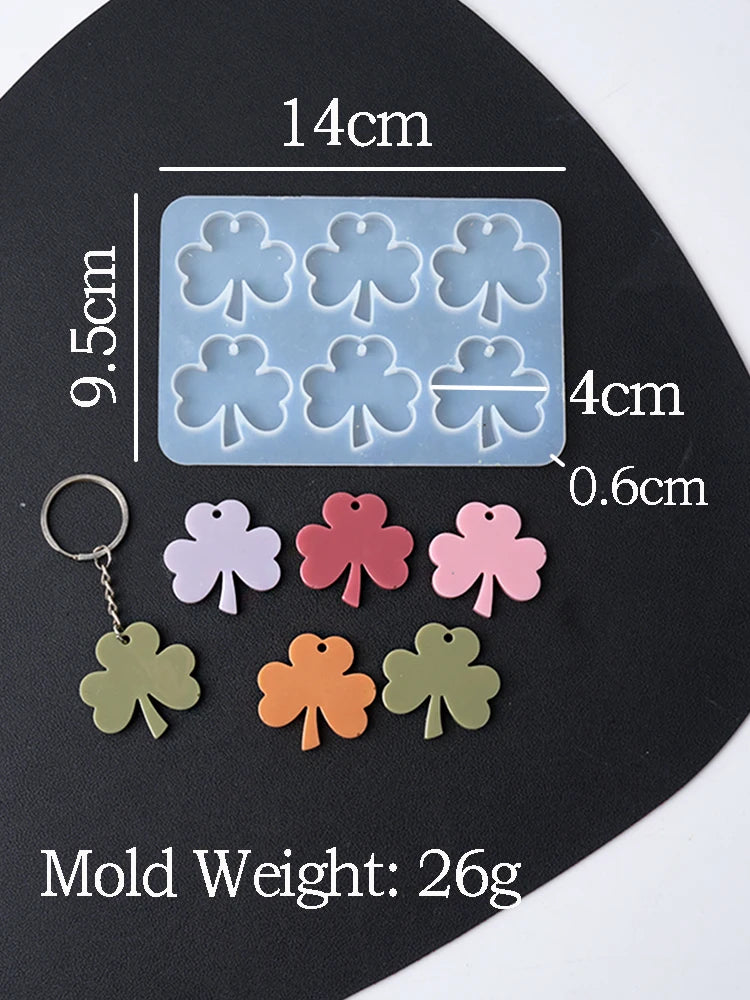 Clover Series Resin Pendant Mould Butterfly Cloud Lucky Clover DIY Scented Gypsum Hanging Ornament Keychain Crafts Silicone Mold