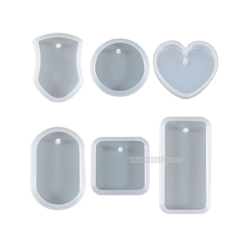 1/6/10pcs Round Silicone Pendant Mold DIY Keychain Mould Making Epoxy Resin Mold Jewelry DIY Craft Rectangle Silicone Mold