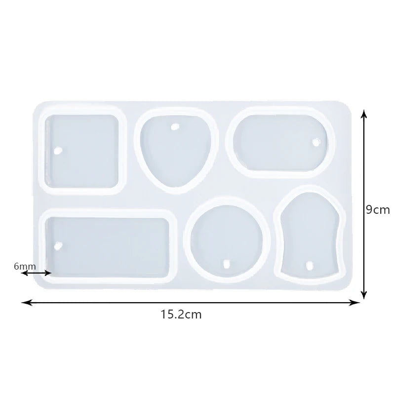 1/6/10pcs Keychain Pendant Mold Set DIY Pendant Resin Mold Crystal Epoxy Silicone Mold Round Rectangle Pendants Jewelry Making