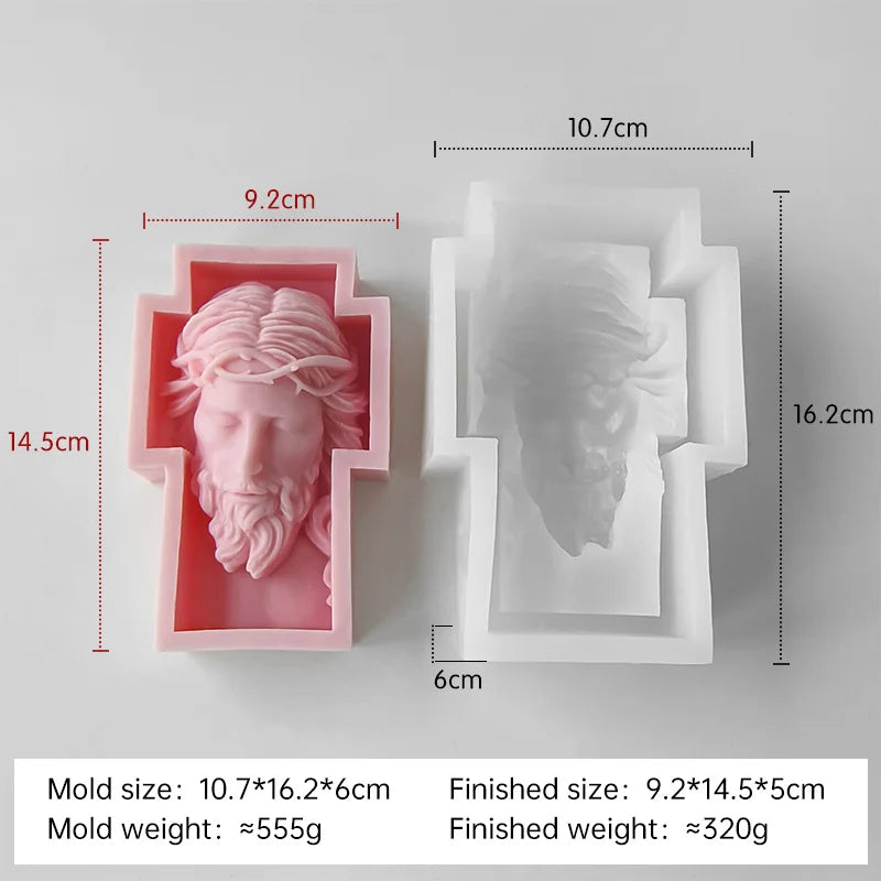 DIY Sculpture Portrait Face Silicone Mold Jesus Cross Aroma Candle Resin Plaster Ornament Mold Home Decor Crafts Making Molds