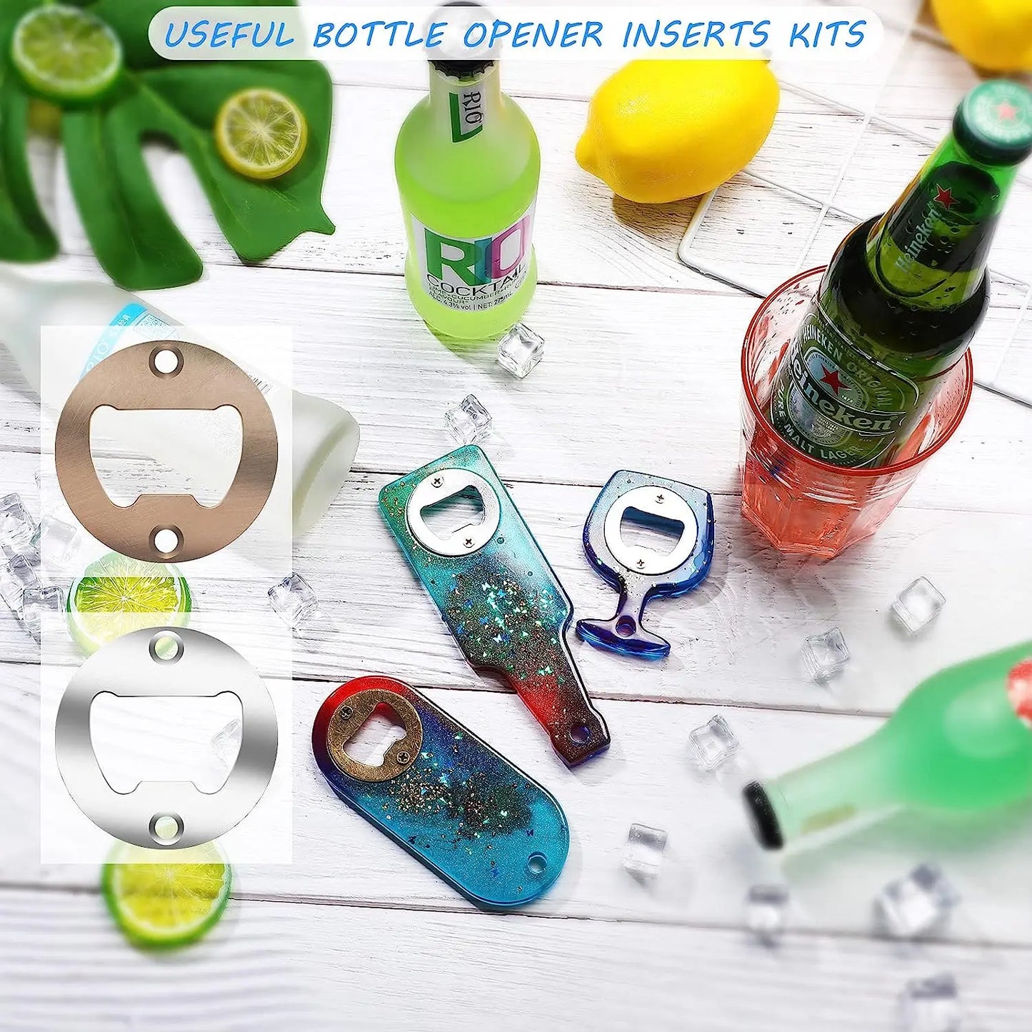 50/25Pcs DIY Bottle Opener Insert Kits,Beer Bottle Opener Insert,Stainless Steel Hardware Parts Accessories for Resin Mold