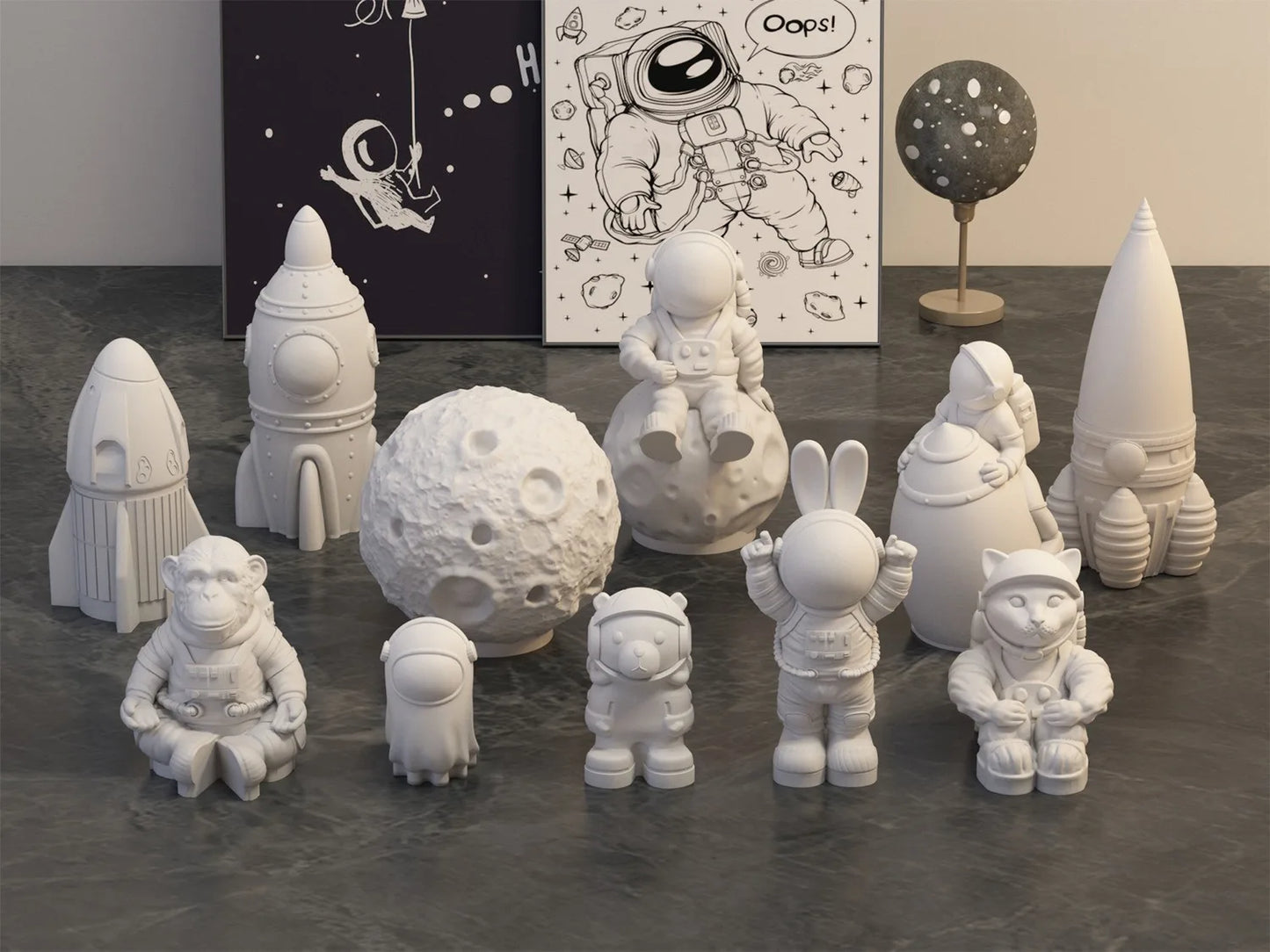 DIY Lunar Astronaut Silicone Mold Cartoon Astronaut Aromatherapy Gypsum Pendant Resin Mold Home Handicrafts Decoration Storage