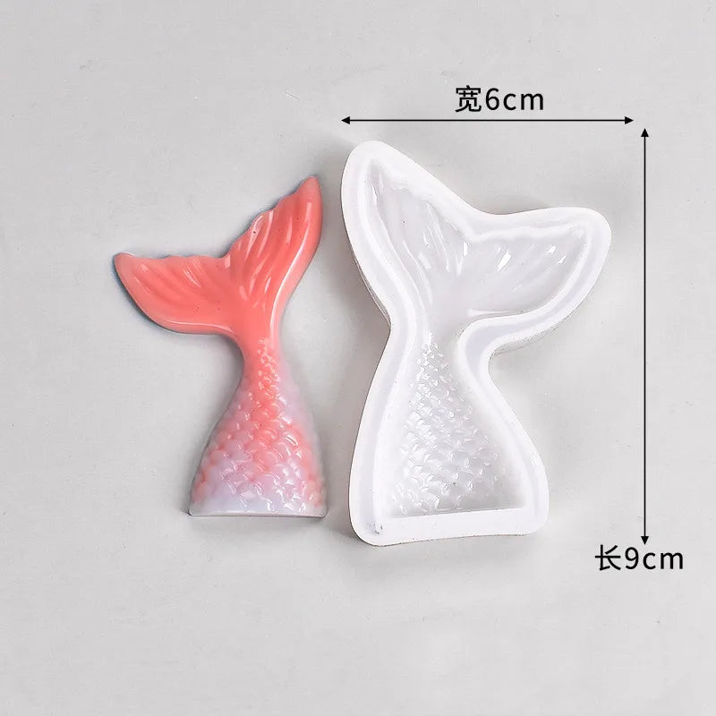 DIY Crystal Epoxy Resin Mold 3 Mermaid Tail Size Fish Tail Decorative Keychain Silicone Mold