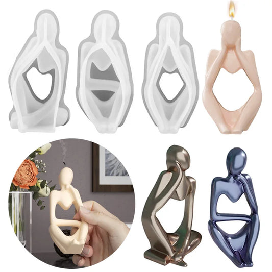 Abstract Portrait Siliconel Resin Mold Trend Simplicity Character Thinker Candle Soap Gypsum Making Tool Home Decor Party Gifts