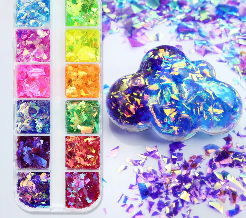 Aurora Iridescent Irregular Glitter Flakes Epoxy Resin Filling Chunky Sequins Large Fragment Resin Mold Filler DIY Crafts Making