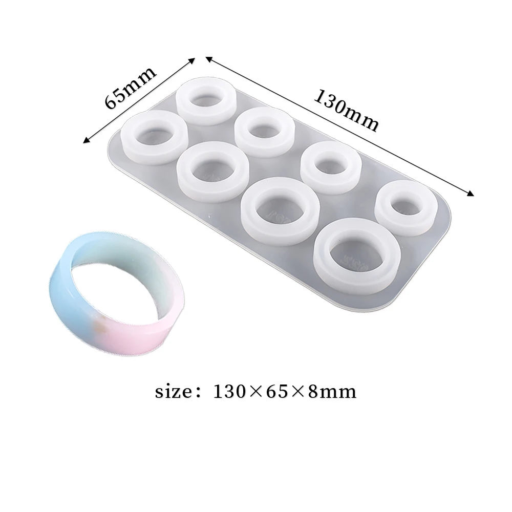 DIY Crystal Flat Rings Epoxy Resin Mold Cat Ear Curved Diamond Dried Flower Ring Silicone Mold Handmade Jewelry Making