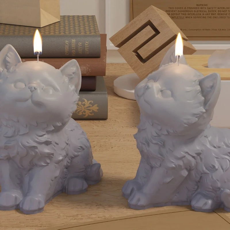 DIY 3D Cat Candle Silicone Mold Aromatherapy Gypsum Candlestick Ornament Epoxy Resin Mold Home Handicrafts Decoration Storage