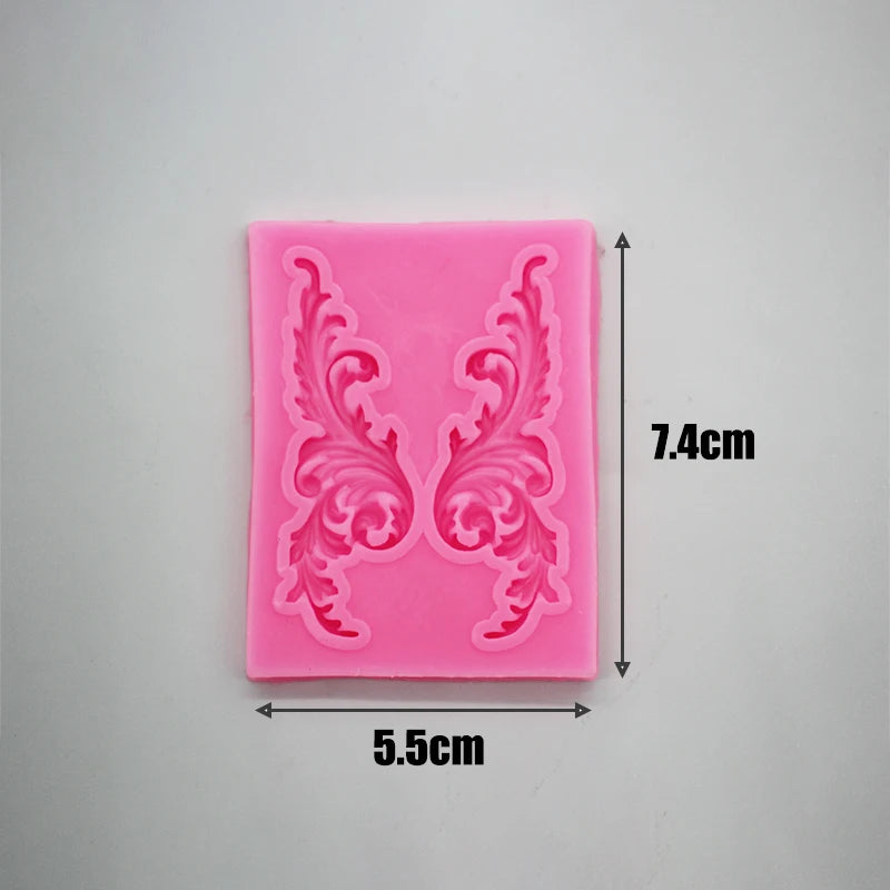 Baroque Fondant Mold Lace Scroll Embossed key Silicone Mold for Cake Border Decoration Jewelry Polymer Clay Candy Chocolate