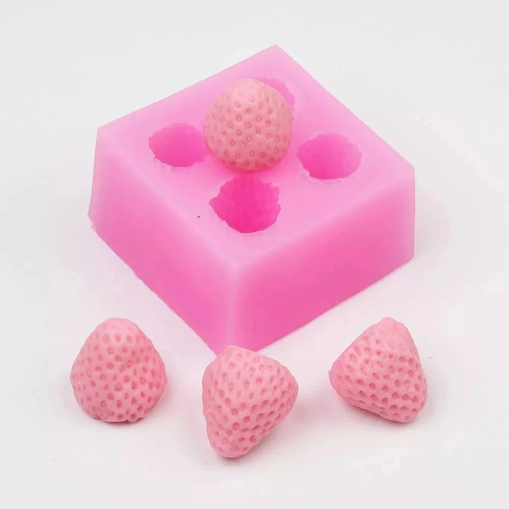 3D Candle Mold Mini Strawberry Raspberry Blueberry Tangerine Segment Fruit Fondant Soap Candle Mulberry Wax Melts silicone Molds