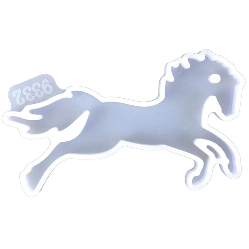 DIY Cute Horse Shaped Silicone Keyring Mold with Hole Handmade Lovely Animal Keychain Pendant Charm Epoxy Resin Casting Mould