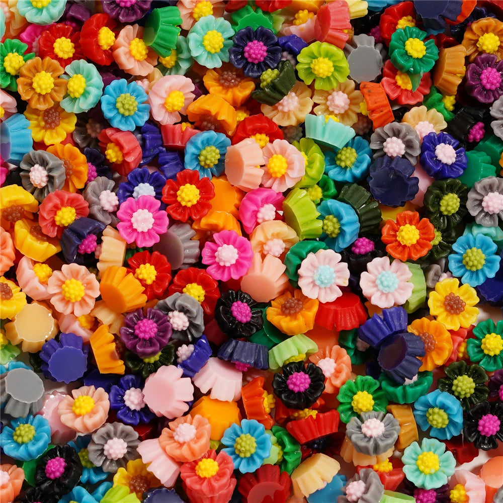 100Pcs/Lot Cute Resin 6/8mm Mixed Flowers Fillings Materials for DIY Epoxy Resin Mold Nail Art Decor Crafts Accessories