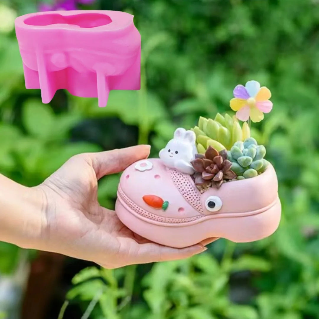 3D Animal Slippers Succulent Plant Flower Pot Resin Silicone Mold Hole Shoes Sandals Storage Box Pen Holder Concrete Gypsum Mold