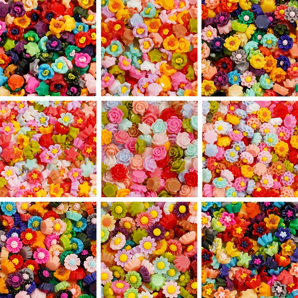 100Pcs/Lot Cute Resin 6/8mm Mixed Flowers Fillings Materials for DIY Epoxy Resin Mold Nail Art Decor Crafts Accessories