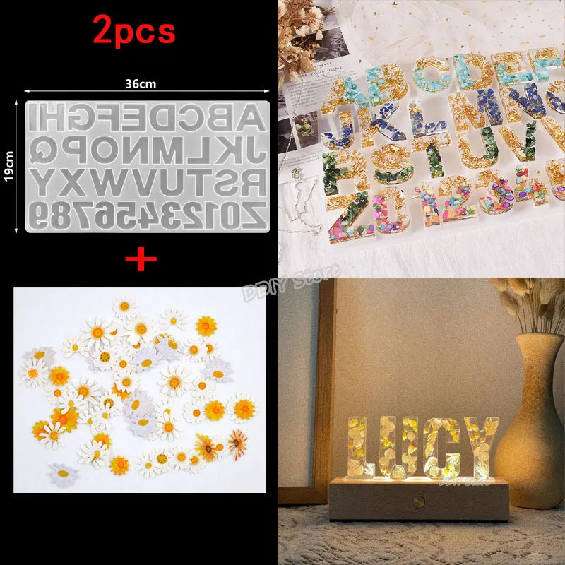 Alphabet Number Mold DIY Large /Small Alphabet Letter Pendant Resin Mold Crystal Epoxy Silicone Mold Keychain Multipurpose Mould