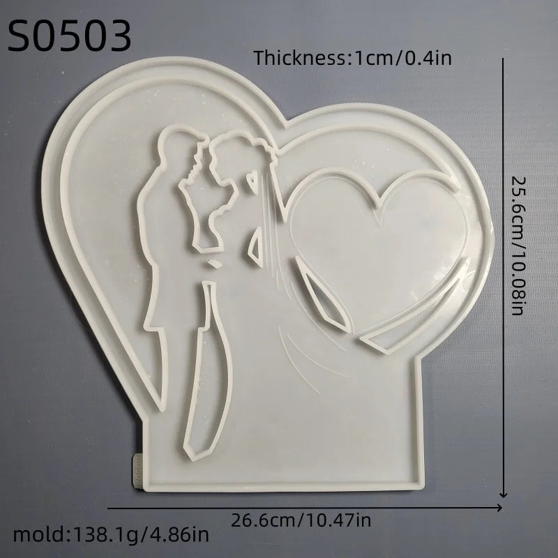 DIY Wedding Love Inserts Gypsum Silicone Mold Candle Holder Desktop Ornament Resin Epoxy Mold Couple Home Decoration Storage