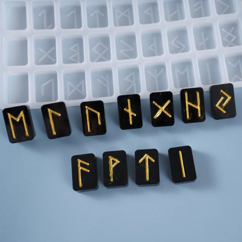 DIY Symbol Rune Silicone Mould Mirror Energy Symbol Runes Letters Mold Handmade Symbol Words Resin Casting Charm Mold