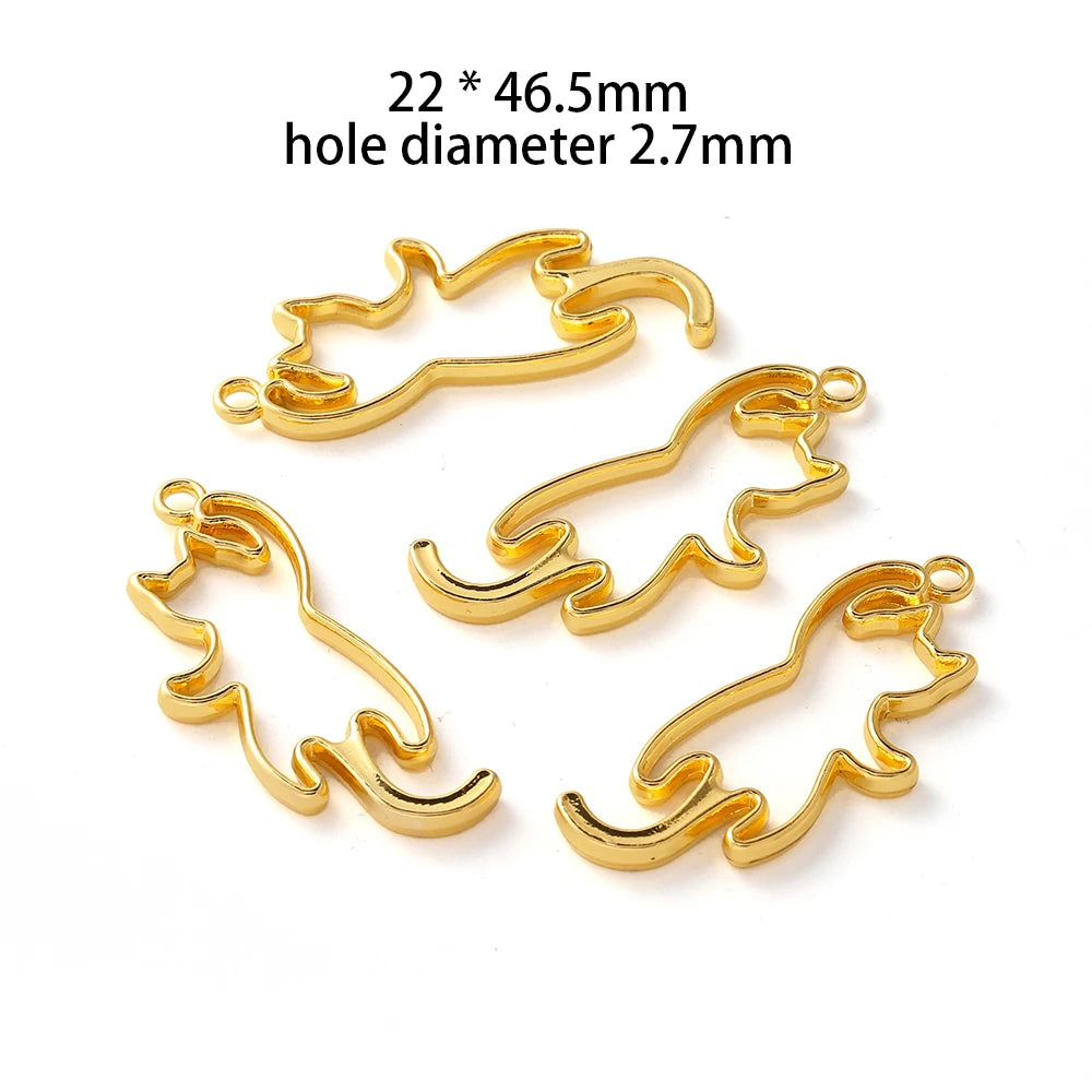 5Pcs/Set Metal Frame DIY Jewelry Necklace Pendant Gold Kitten Cat Cute Hollow Frames UV Epoxy Resin Tools Accessories Handmade