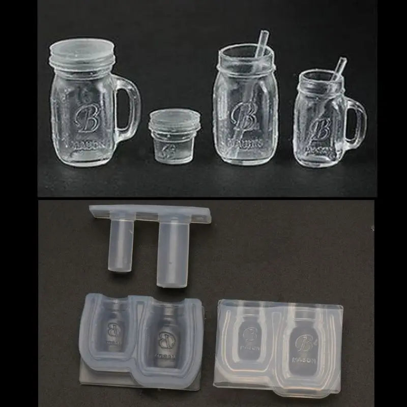 3D Jar Resin Mold Set Soft Silicone Mould Resin Cup Storage Container Mini Molds Unique Cylinder Bottle for Jewelry Making Tools