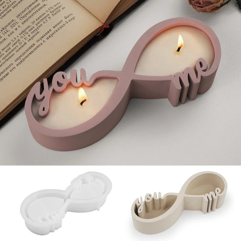 DIY You Me Couple Candle Cup Mirror Silicone Molds Gypsum Aromatherapy Container Jewelry Storage Can Resin Mold Home Handicrafts