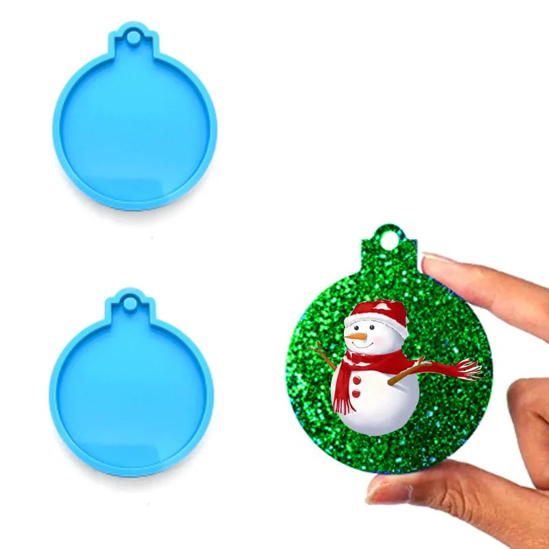 1/4Pcs Christmas Ball Ornament Epoxy Resin Silicone Mold For DIY Keychain Pendant Xmas Tree Pendant Casting Decoration Supplies