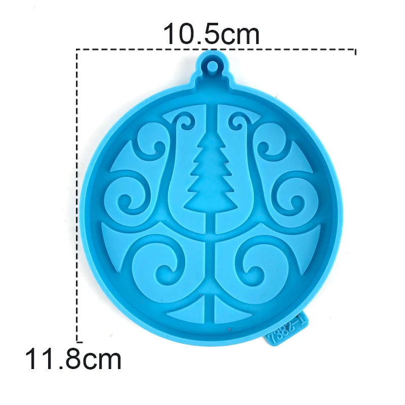 Christmas Round Shaped Pandents Silicone Mold DIY Handmade Plaster UV Epoxy Resin Keychain Molds Christmas Tree Decor Supplies