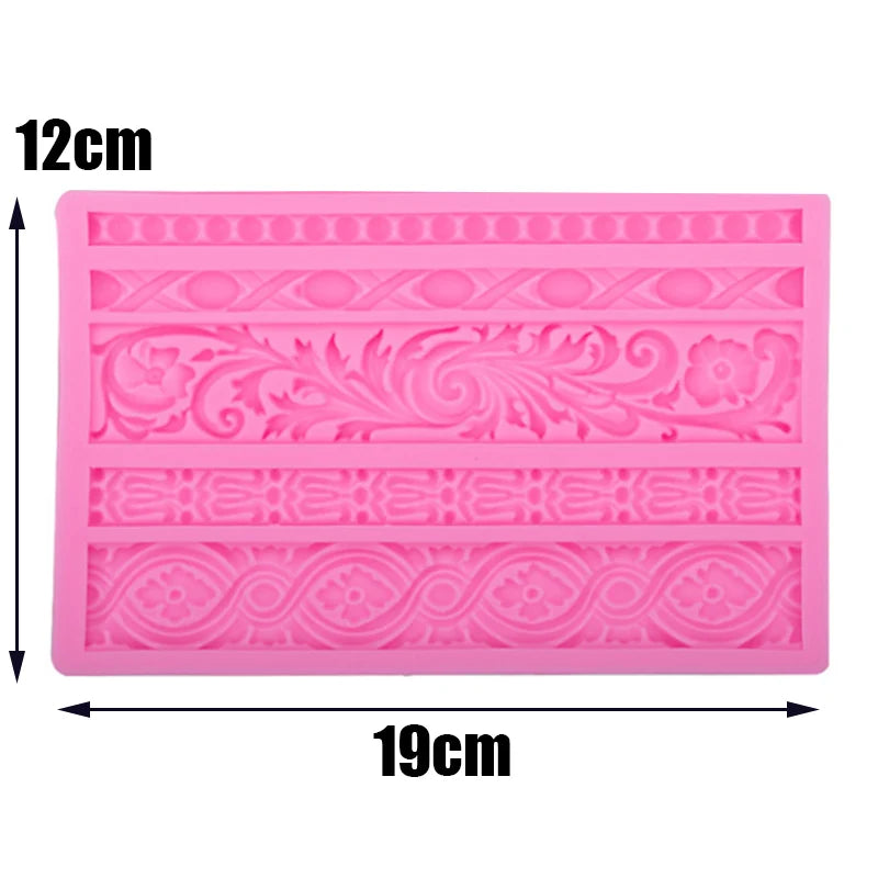 Baroque silicone mould rope embossed chocolate royal flower lace decorative mould is suitable for cake candy clay resin