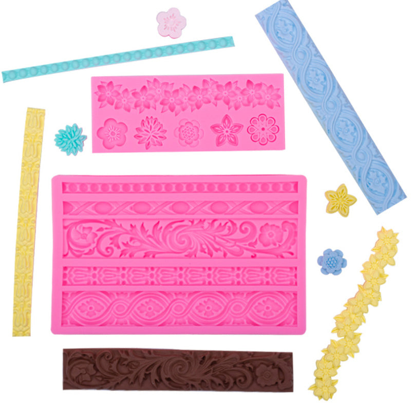 Baroque silicone mould rope embossed chocolate royal flower lace decorative mould is suitable for cake candy clay resin