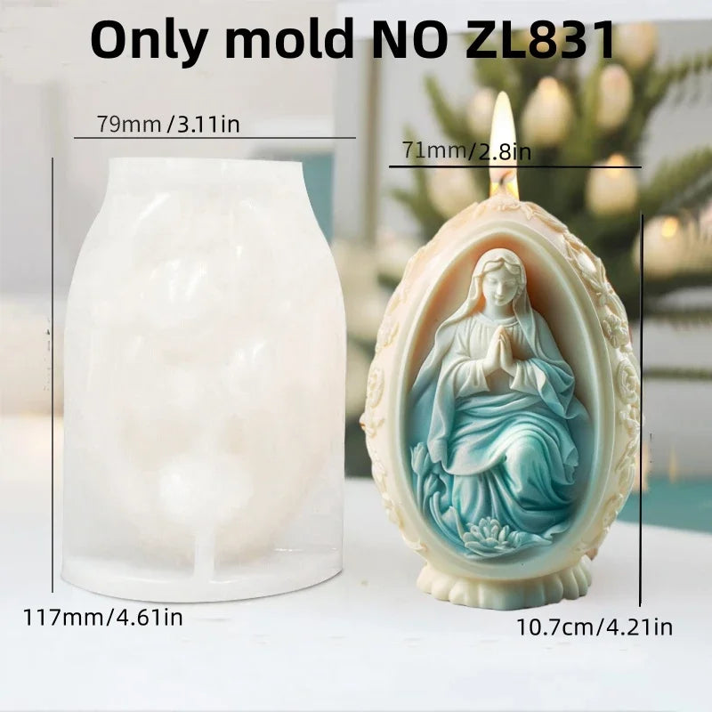 3D Easter Jesus Egg Candle Silicone Mold Virgin Mary Easter Egg Candle Mould Resin Jesus Egg Gypsum Molds Easter Gift