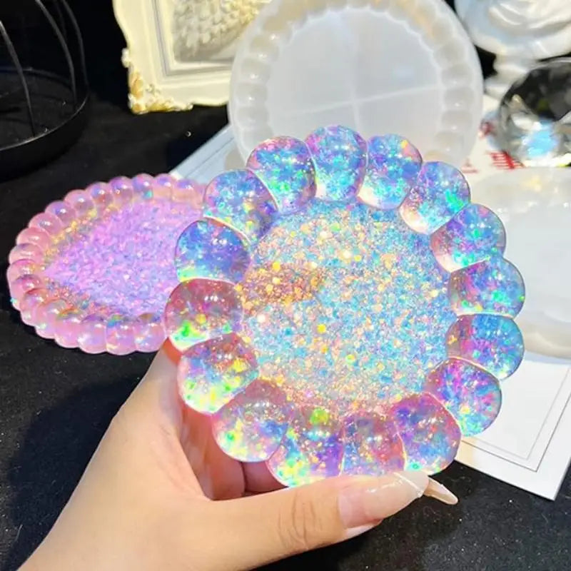 DIY Bubble Coaster Resin Mold Flower Shaped Cup Mat Silicone Epoxy Mold Spill Proof Storage Coaster Mould for