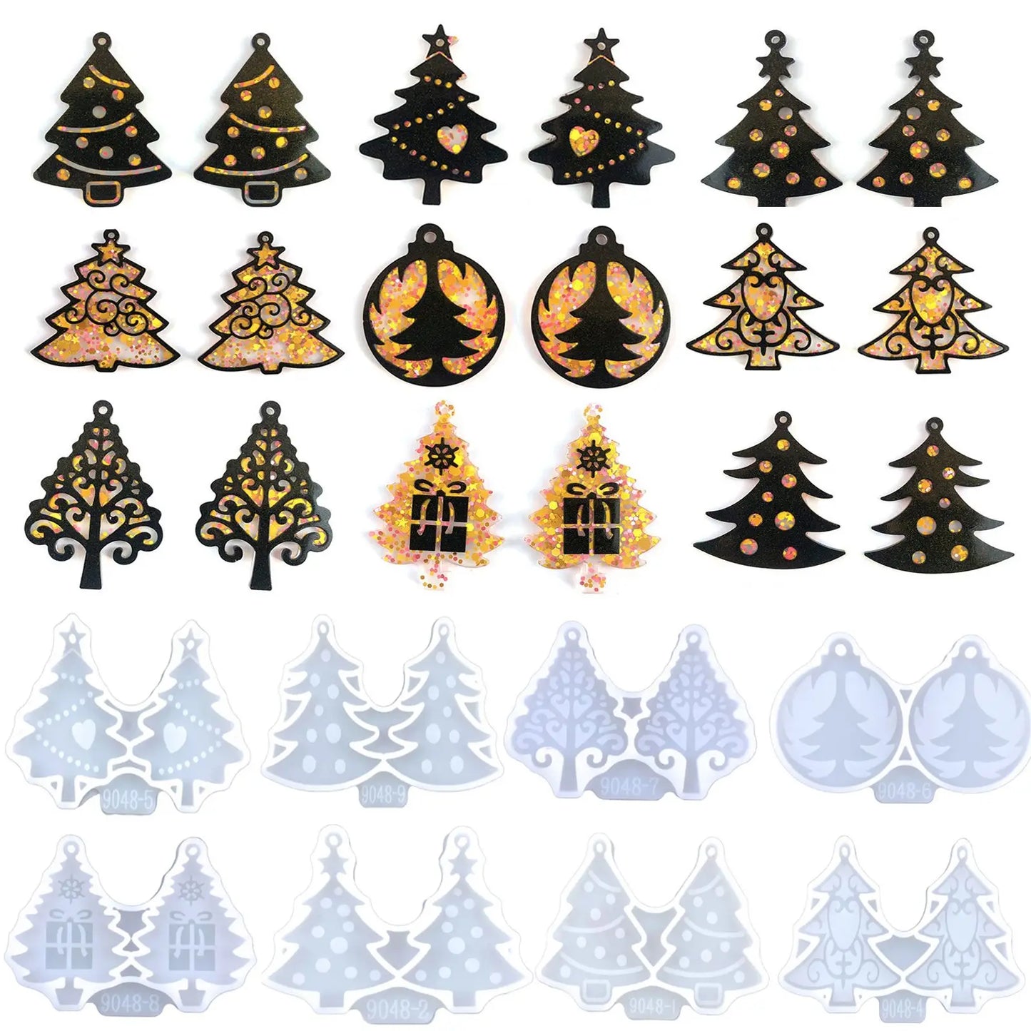 Christmas Earrings Pendant Silicone Mold Jewelry Pendants Epoxy Resin Molds for DIY Epoxy Resin Earring Keychain Charms Crafts