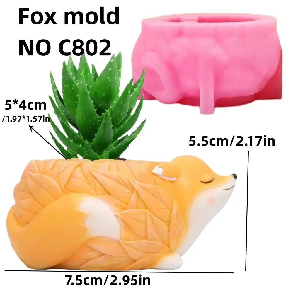 3D Animal Slippers Succulent Plant Flower Pot Resin Silicone Mold Hole Shoes Sandals Storage Box Pen Holder Concrete Gypsum Mold