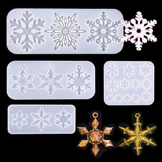 Christmas Hollow Snowflake Ornament Silicone Mold Soft Clear Mould Resin Craft Winter Embellishment DIY Pendants Jewelry Making