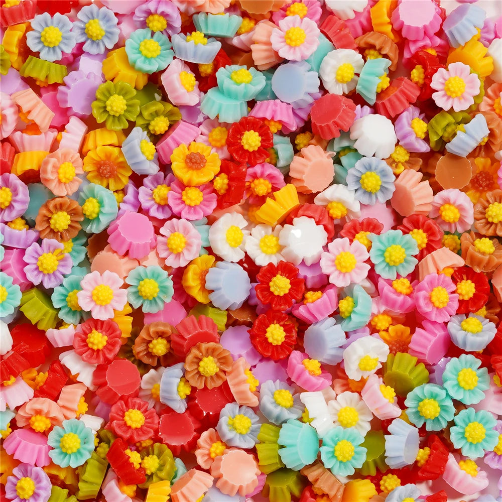 100Pcs/Lot Cute Resin 6/8mm Mixed Flowers Fillings Materials for DIY Epoxy Resin Mold Nail Art Decor Crafts Accessories