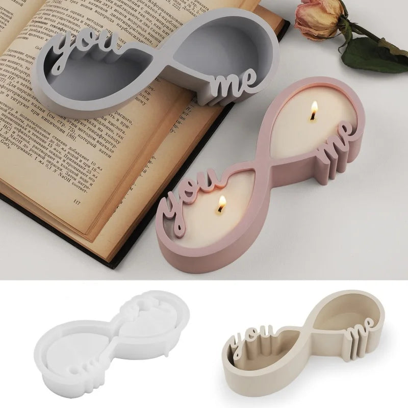 DIY You Me Couple Candle Cup Mirror Silicone Molds Gypsum Aromatherapy Container Jewelry Storage Can Resin Mold Home Handicrafts