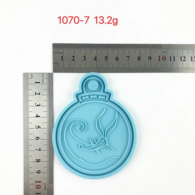 Christmas Round Shaped Pandents Silicone Mold DIY Handmade Plaster UV Epoxy Resin Keychain Molds Christmas Tree Decor Supplies