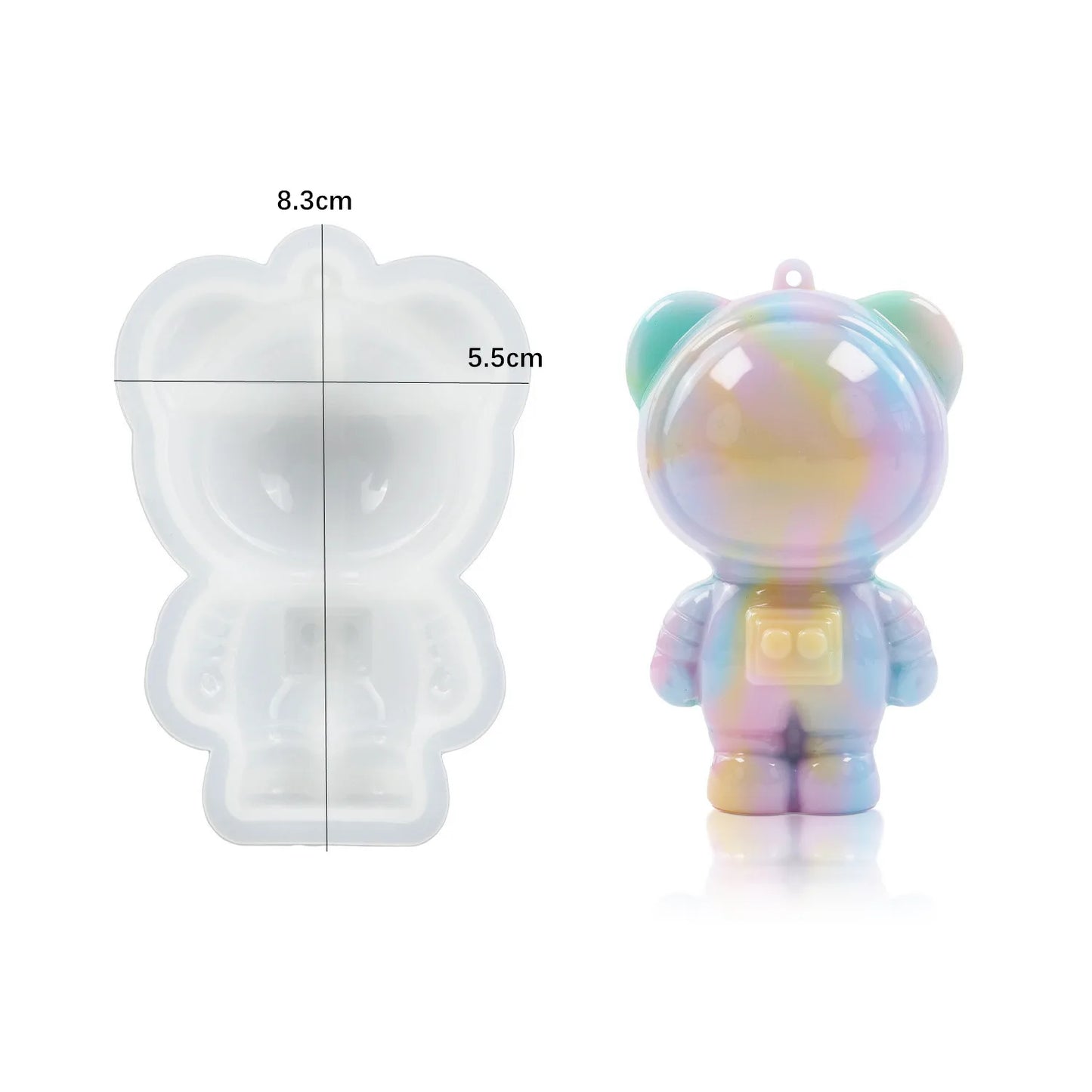 DIY Crystal Epoxy Resin Mold 3D Little Bear Spaceman Keychain With Hole Pendant Silicone Bloody Pink Bear Mold