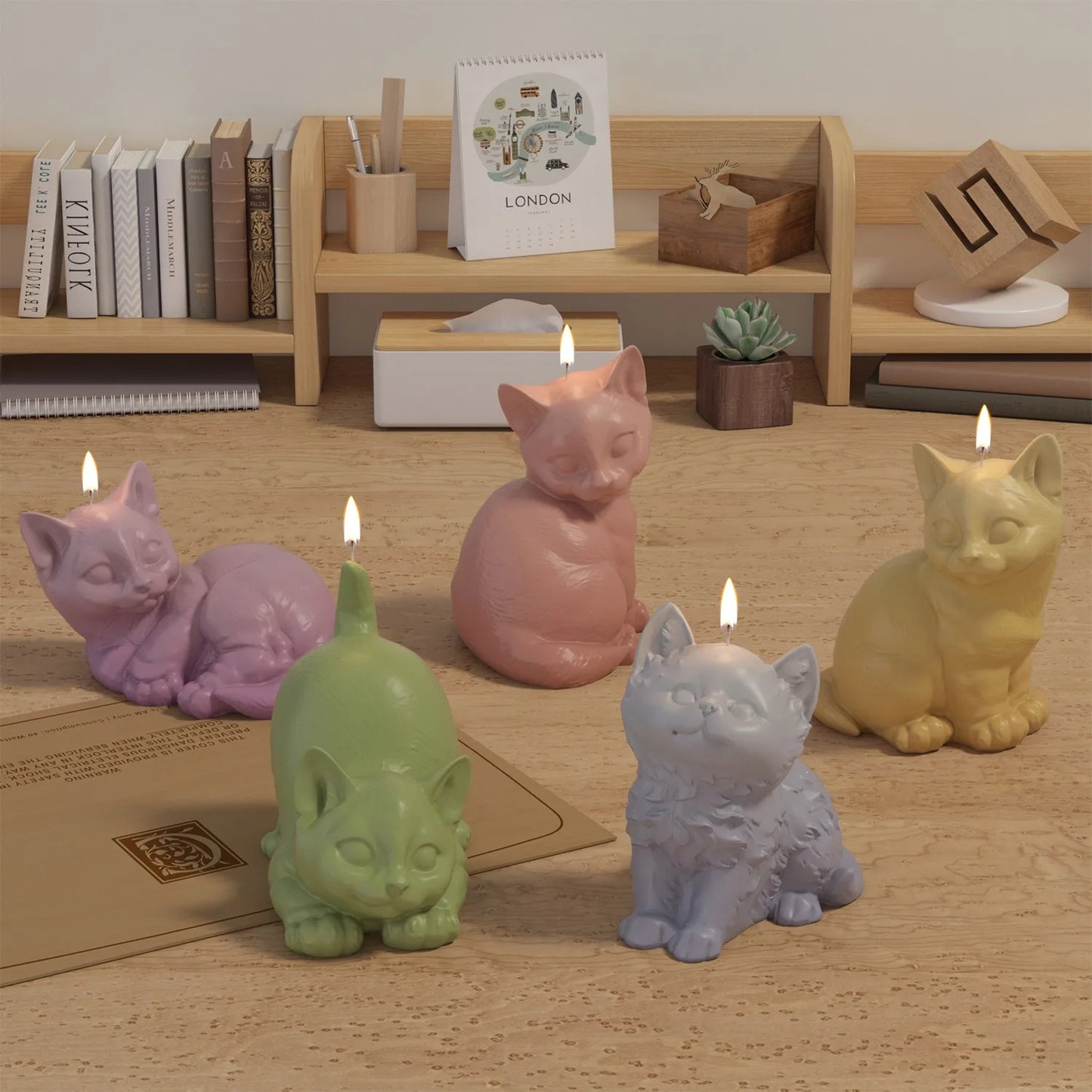 DIY 3D Cat Candle Silicone Mold Aromatherapy Gypsum Candlestick Ornament Epoxy Resin Mold Home Handicrafts Decoration Storage